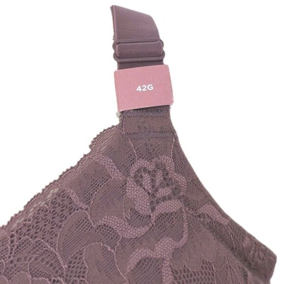Lane Bryant Cacique Women Bra Full Coverage Lightly Lined 42DD Purple Lace - Picture 3 of 10